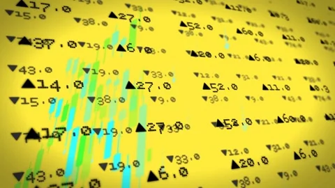 On data pulse numeric grid revealing, cyan green bars rising and shifting to Stock Footage 335314415