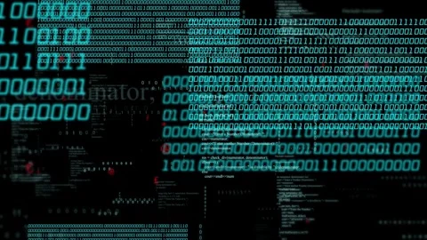 Data pulse sending cyan binary panels sliding and expanding, visualizing system Stock Footage 334337944