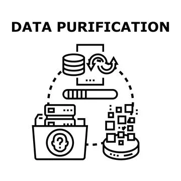 Data purification process managing information quality and value Stock Illustration