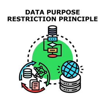 Data purpose restriction principle and security icon Stock Illustration