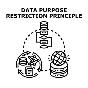 Data purpose restriction principle and security icon Stock Illustration