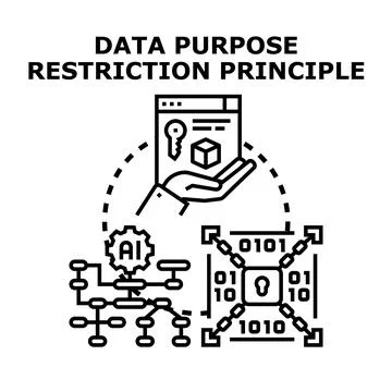 Data purpose restriction principle for artificial intelligence security Stock Illustration