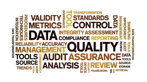 Data Quality animated word cloud,animation kinetic typography seamless loop. Stock Footage 308355037
