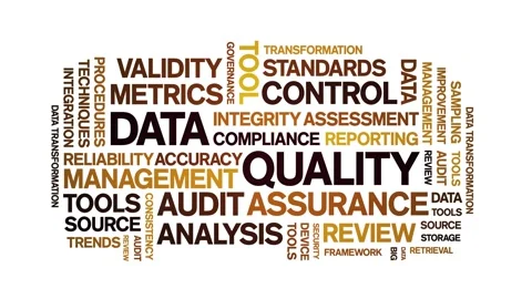 Data Quality animated word cloud,animation kinetic typography seamless loop. Stock Footage 308355052