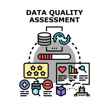 Data quality assessment evaluating information management process Stock Illustration