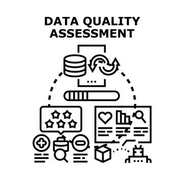 Data quality assessment evaluating information management process Stock Illustration