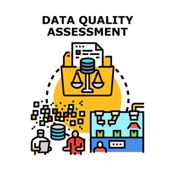 Data quality assessment managing processing information value Stock Illustration