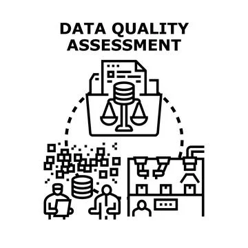 Data quality assessment managing processing information value Stock Illustration
