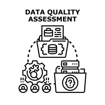 Data quality assessment process evaluating information integrity Stock Illustration