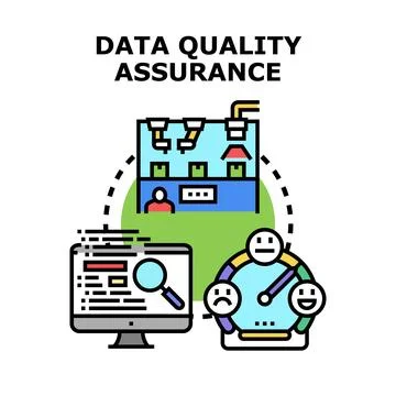 Data quality assurance process ensuring high information standard Stock Illustration
