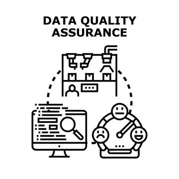 Data quality assurance process ensuring high information standard Stock Illustration