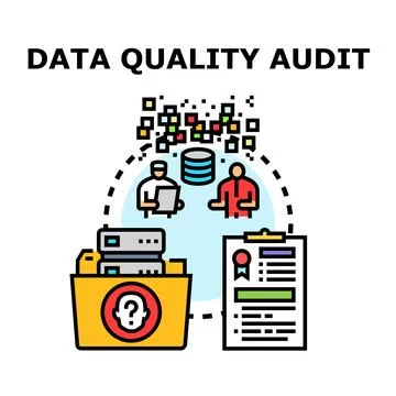 Data quality audit process checking information accuracy Stock Illustration