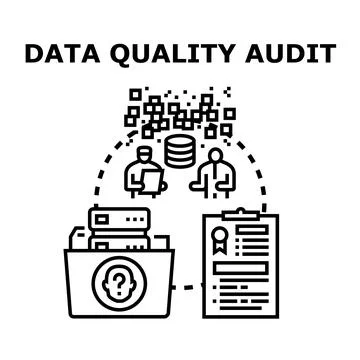 Data quality audit process checking information accuracy イラスト素材