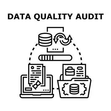 Data quality audit process evaluating information management 库存插图