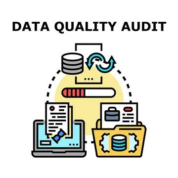 Data quality audit process evaluating information management Stock Illustration