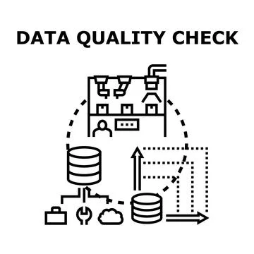 Data quality check process identifying and improving information Stock Illustration
