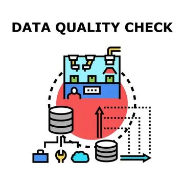 Data quality check process identifying and improving information Stock Illustration