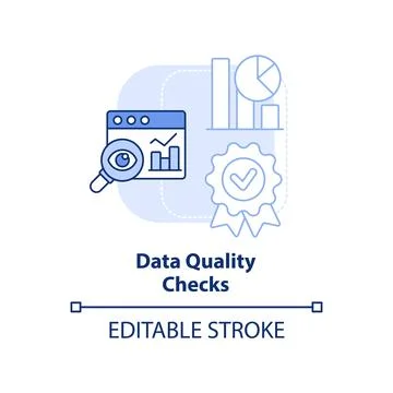 Data quality checks light blue concept icon Stock Illustration