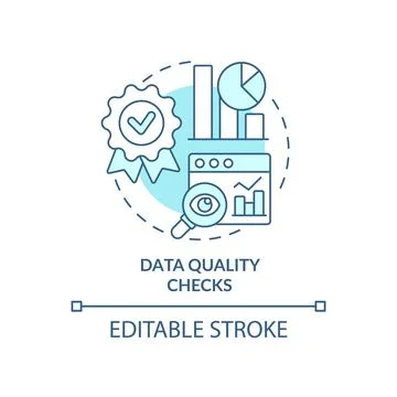 Data quality checks turquoise concept icon Stock Illustration