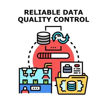 Data quality control processing and management concept Stock Illustration