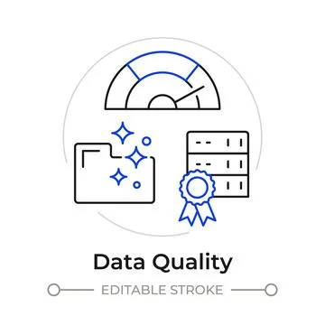 Data quality duotone line art concept icon Stock Illustration