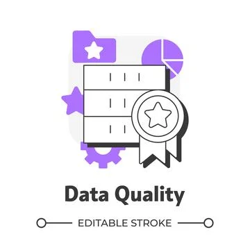 Data quality flat outline concept icon Stock Illustration