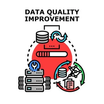 Data quality improvement process analyzing database information Stockillustratie