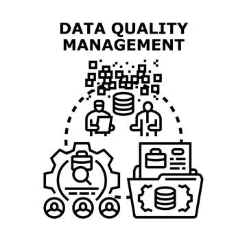 Data quality management controlling processing information concept Stock Illustration