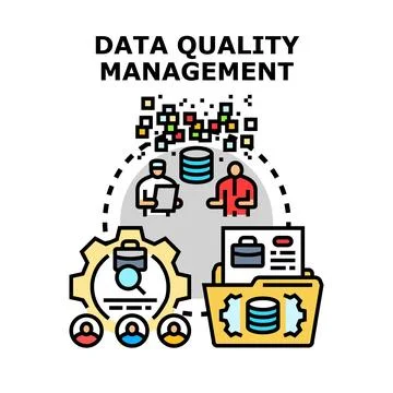 Data quality management controlling processing information concept 스톡 일러스트