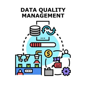 Data quality management process optimizing business operations Stock Illustration
