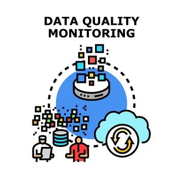Data quality monitoring process analyzing information flow Stock Illustration