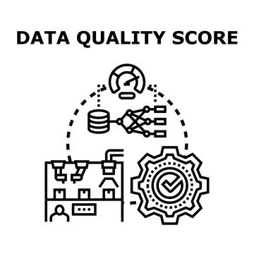 Data quality score process assessing digital information Stock Illustration