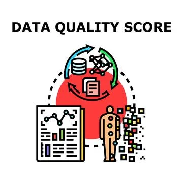 Data quality score tracking and analysis concept Stock Illustration