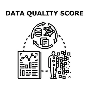 Data quality score tracking and analysis concept Stock Illustration