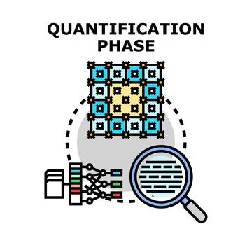 Data quantification phase process with magnifying glass Stock Illustration
