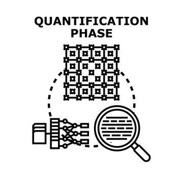 Data quantification phase process with magnifying glass Stock Illustration