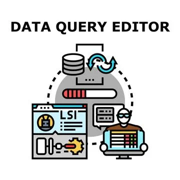 Data query editor creating and managing database queries 库存插图