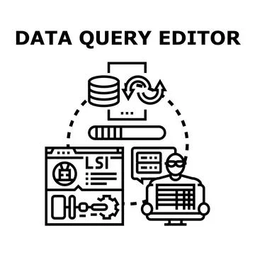 Data query editor creating and managing database queries Stock Illustration