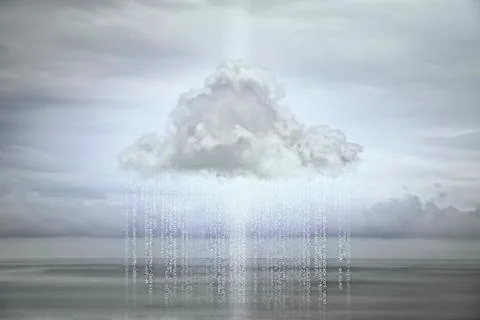 Data raining from cloud Stock Photos