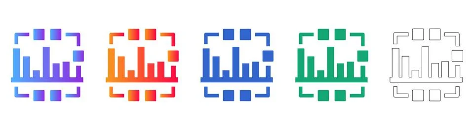 Data Range Adjustment Bar Chart Icons Illustrazione stock