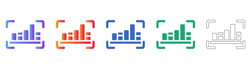 Data Range Focus Icon Set Stock Illustration