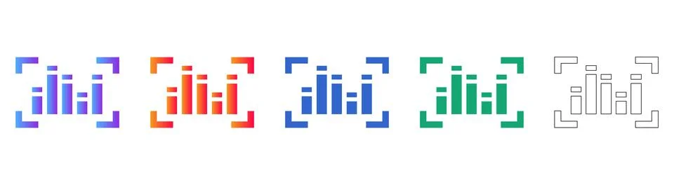 Data Range Focus Icon Set Stock Illustration