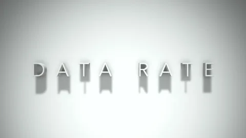 Data Rate 3D title animation with shadows on a white background Stock Footage 296617844