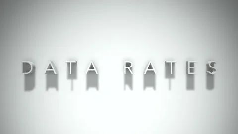 Data Rates 3D title animation with shadows on a white background Stock Footage 296617845