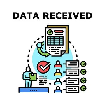 Data received concept with processing and sharing Stock Illustration