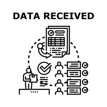 Data received concept with processing and sharing Stock Illustration