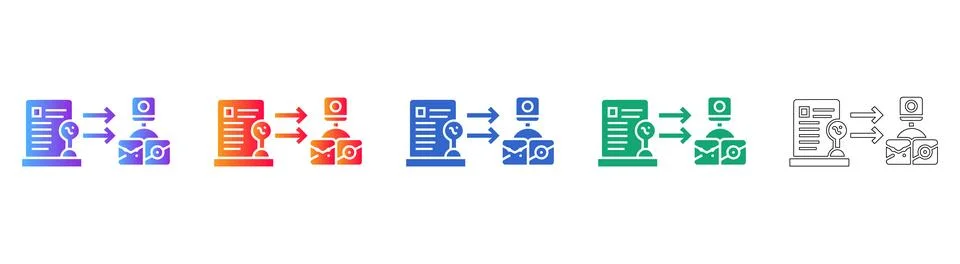 Data Record Processing Icon Set 库存插图