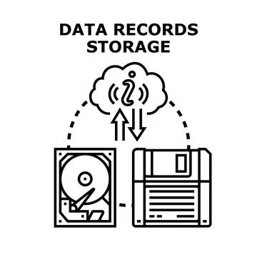 Data records storage concept uploading downloading information 스톡 일러스트
