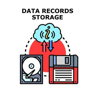 Data records storage concept uploading downloading information Stock Illustration