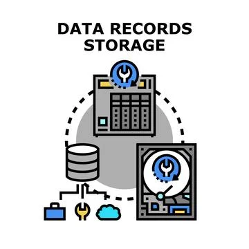 Data records storage managing and repairing concept Stock Illustration
